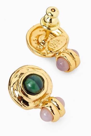 hover state of Amarante Cabochon Stud Earrings in Gold-plated Metal