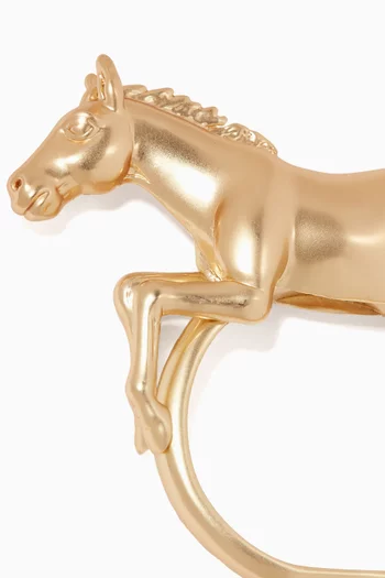 حلقات مناديل بتصميم حصان مطلي بالذهب - طقم من أربع قطع