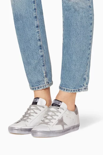 White & Silver Sparkle Low-Top Superstar Sneakers