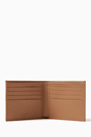 Triangle Logo BiFold Wallet in Saffiano Leather