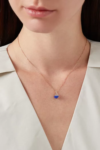 Cleo Rev Lapis Lazuli Diamond Mini Pendant Necklace in 18kt Rose Gold     