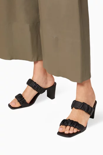 Frankie 65 Ruched Sandals in Leather  