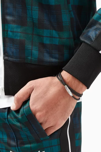 Chevron Triple-Wrap Bracelet in Woven Leather  