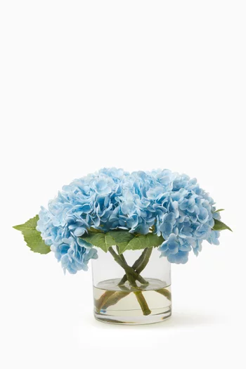 Artificial Hydrangea Large Arrangement in Glass Vase