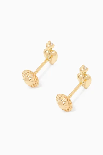 Heart Diamond Earrings in 18kt Yellow Gold          
