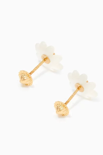 Floral Diamond Stud Earrings in 18kt Yellow Gold     