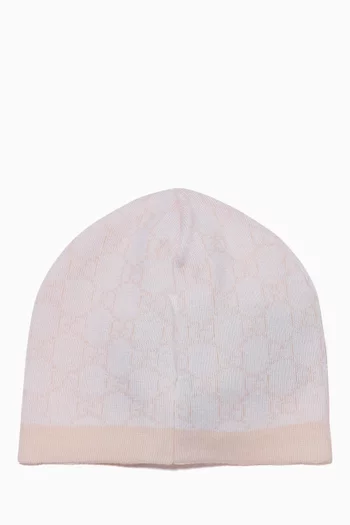 قبعة صوف بنقشة شعار حرفي GG