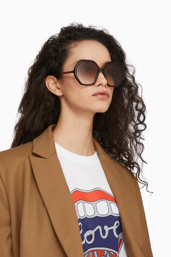 Oversized Round Frame Sunglasses in Acetate 
