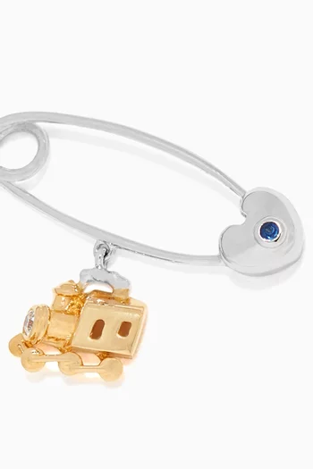 "It's a Train!" Sapphire Baby Pin with Diamond in 18kt Gold     
