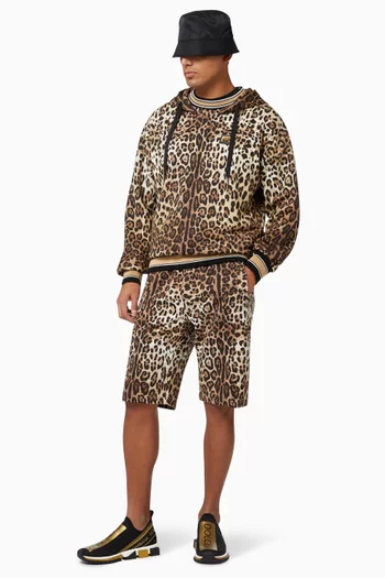 Leopard Sweat Shorts in Cotton Jersey  
