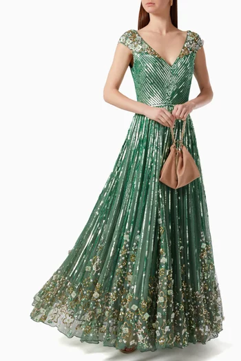 Gathered Gown in Sequin Tulle   
