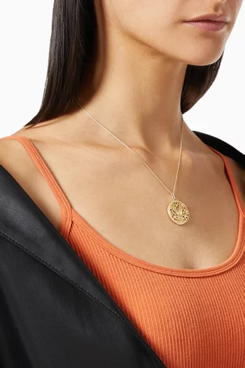Virgo Zodiac Necklace with Sapphire & Diamond in 14kt Yellow Gold 