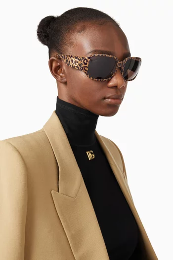 DG Oversized Sunglasses in Leopard Acetate