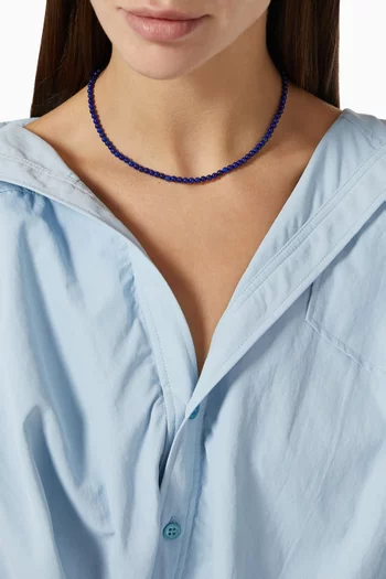 Lapis Beaded Choker Necklace in 14kt Yellow Gold 