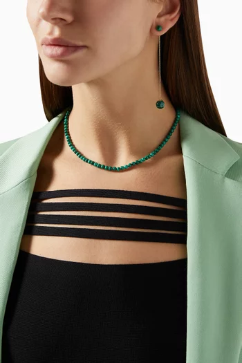 Malachite Beaded Choker Necklace in 14kt Yellow Gold 