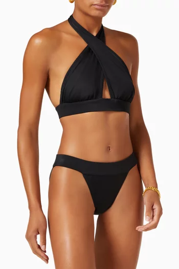 Cross Halter Bikini Top in Nylon Lycra  