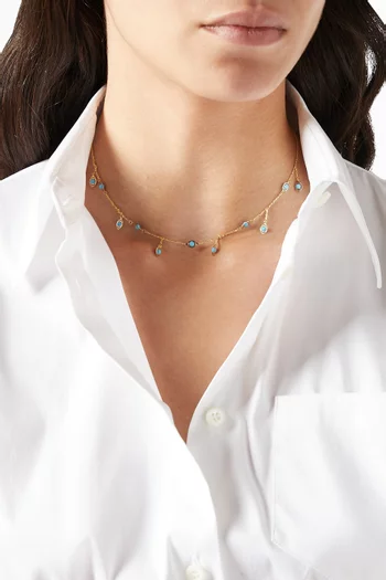Drops Choker with Turquoise in 18kt Yellow Gold   