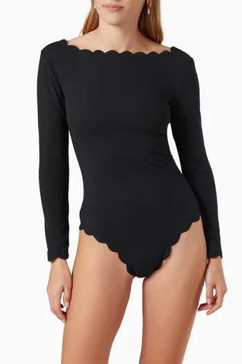 Holly Point Onesie Swimsuit in Textured Nylon
