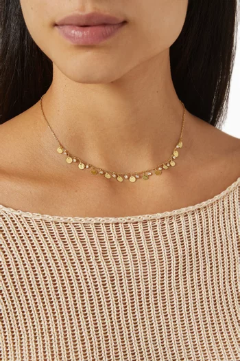 Classic Hammered Coin Necklace with Diamonds in 18kt Yellow Gold               