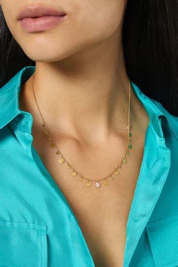 Small Hammered Coin Necklace in 18kt Yellow Gold              