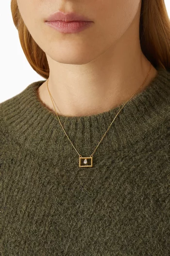 Rope Rectangle Diamond Necklace in 18kt Yellow Gold