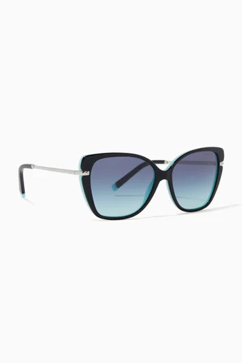 Cat Eye Sunglasses in Acetate & Metal   