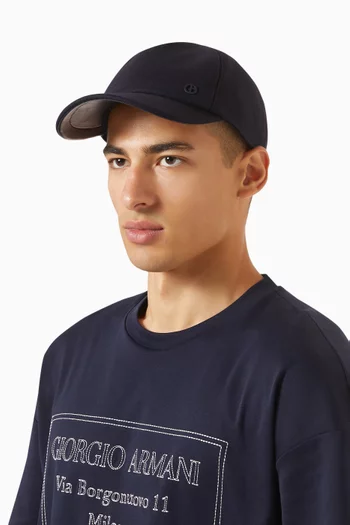 Micro Logo Baseball Cap in Wool & Cashmere-blend