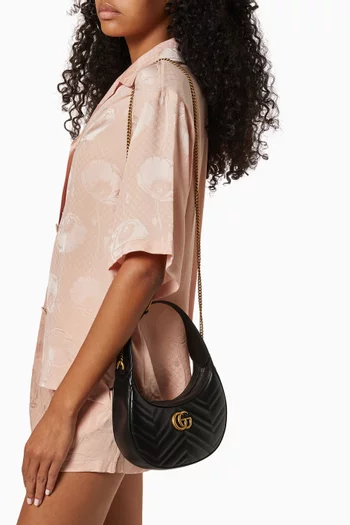 GG Marmont Half-Moon-Shaped Mini Bag in Leather