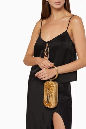 Golden Oasis Menottes Bag in Straw