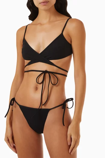 Wrap Tie Bikini Set in Matte Spandex  
