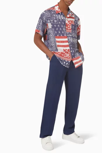 قميص قطن بنقشة العلم الأمريكي