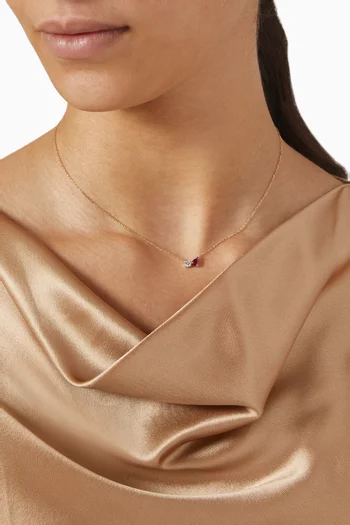 Diamond & Ruby Duo Necklace in 18kt Yellow Gold 