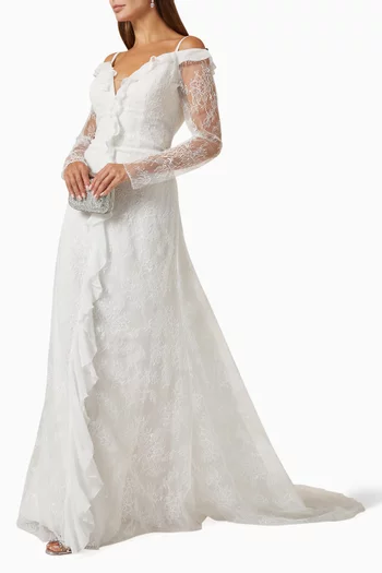 Camille Wedding Dress in Chantilly Lace & Chiffon