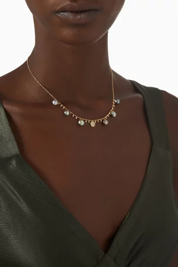 Links of Love Pearl Diamond Necklace in 18kt Yellow Gold