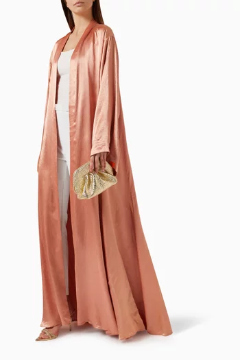 Wide-sleeved Wrap Abaya in Satin