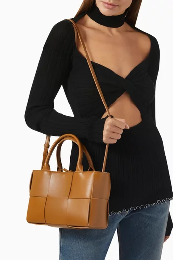 Mini Arco Tote Bag in Intreccio Leather