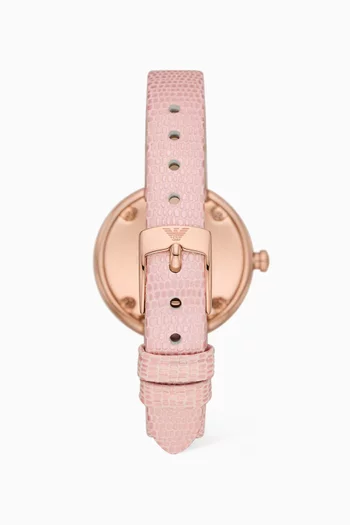 Rosa Quartz Leather Watch & Bracelet Set, 30mm