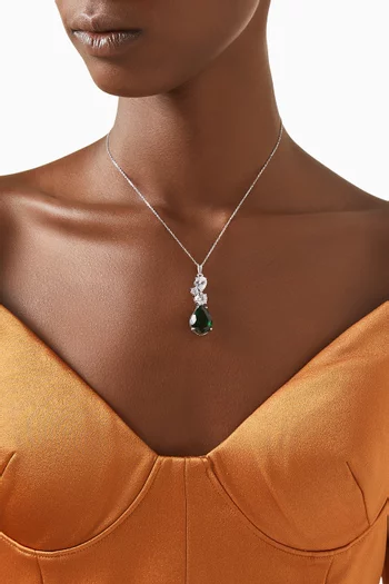 Pear-shaped Crystal Drop Necklace in Sterling Silver