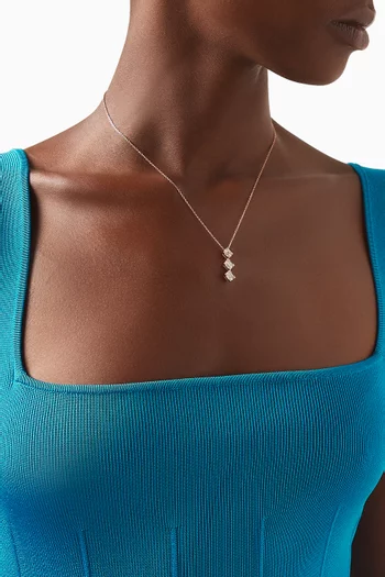 Triple Row Baguette Crystal Necklace in Sterling Silver