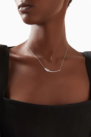 Wide Leaf Crystal Necklace in Sterling Silver