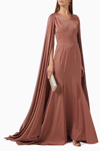 Mermaid Cape Gown in Satin