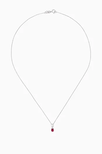 Rhodolite Pendant Diamond Necklace in 18kt White Gold
