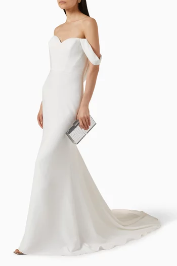Aubrey Off-shoulder Wedding Gown in Crepe