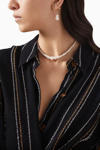 Simple Pearl Necklace in Gold-plated Metal