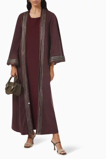 Organza-border Abaya Set in Silk