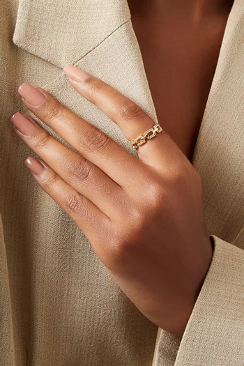 CZ Pavé Link Ring in 14kt Gold-plated Brass