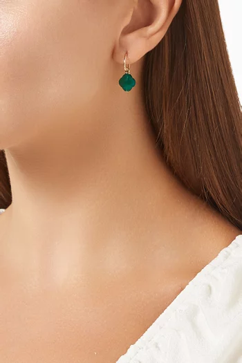 Friandise Clover Agate Drop Earrings in 18kt Gold