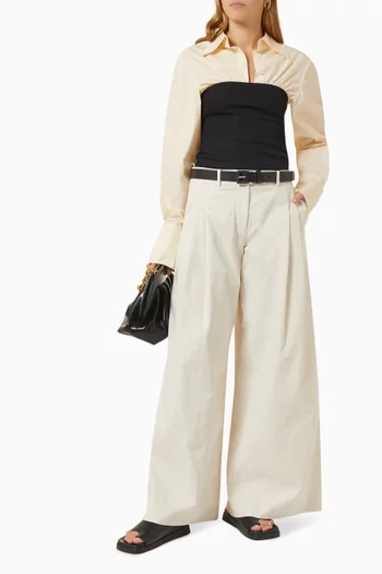 Joan Low-rise Wide-leg Pants in Cotton