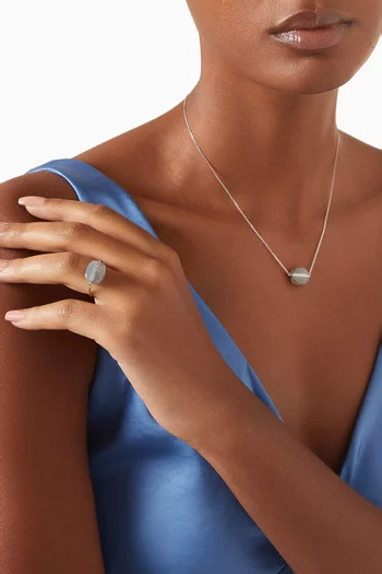 Aurore Moonstone & Diamond Ring in 18kt White Gold