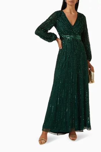 Sequinned Wrap Gown